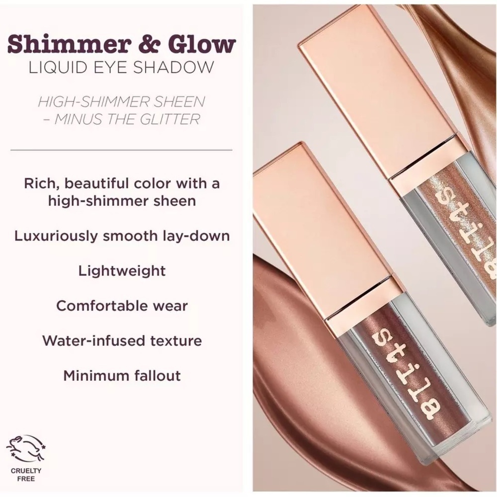 NIB STILA Shimmer & Glow Liquid Eyeshadow Color Courageous Shimmering Bronze $25 - Picture 4 of 4